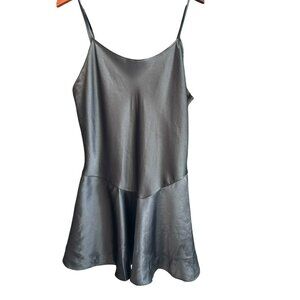 Victorias Secret Black Satin Chemise Nightgown Y2K Vintage Size Large Slip Dress